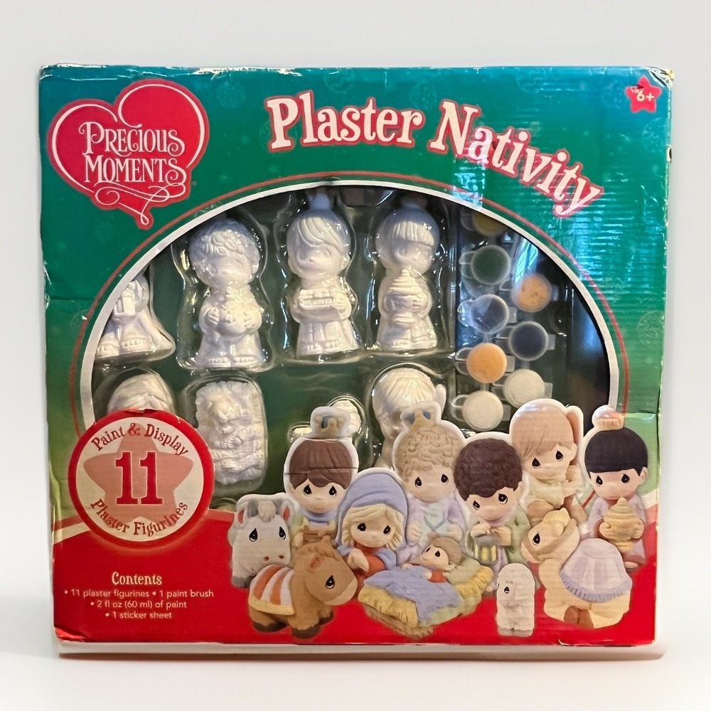 Precious Moments Plaster Nativity Paint Set - 11 Figurines - Vintage ColorBök